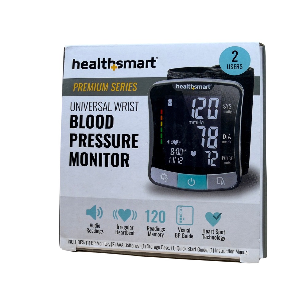 HealthSmart Universal Wrist Blood Pressure Monitor Premium Series 120 Memory‎